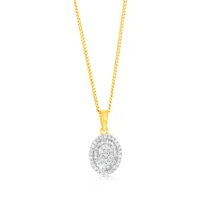 9ct Yellow Gold Oval Shaped Pendant in 1/4 Carat Natural Diamonds Shiels
