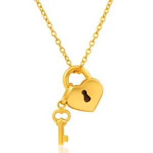 9ct Yellow Gold Padlock Key Pendant Shiels