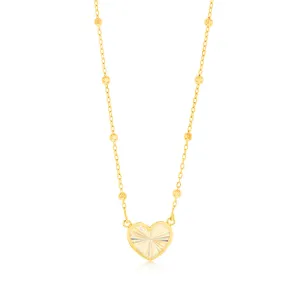 9ct Yellow Gold Rainbow Heart Pendant On Trace And Ball 43-46cm Chain Shiels
