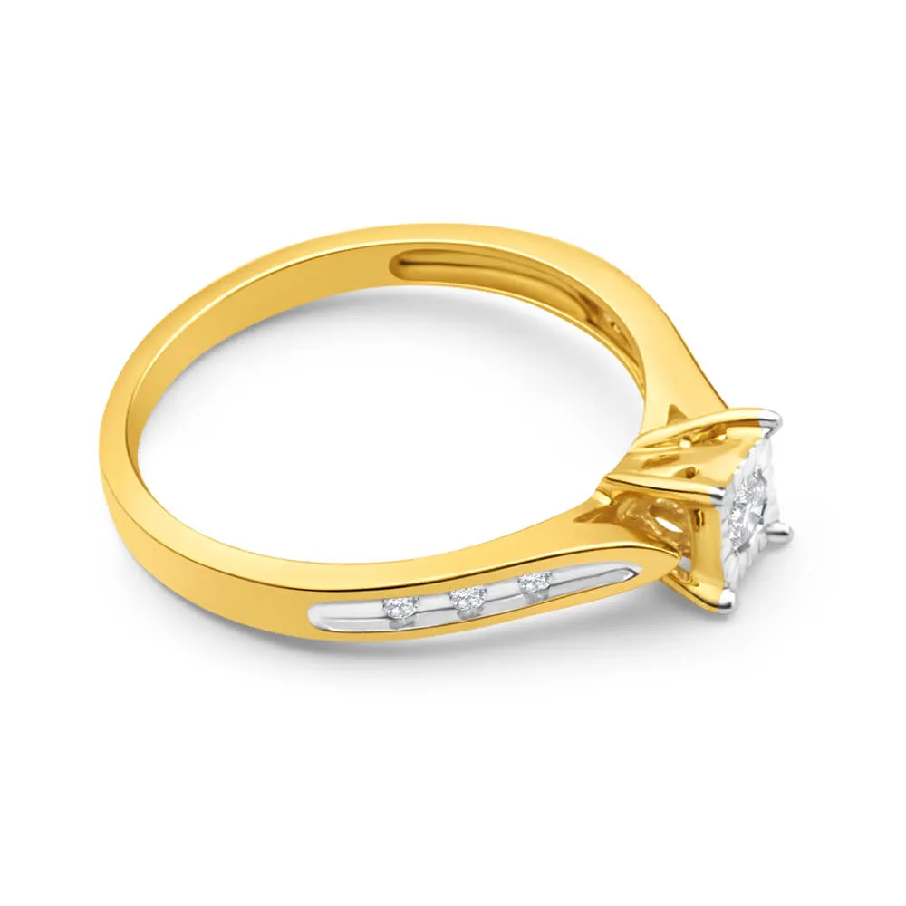 9ct Yellow Gold Ring With 0.15 Carats Of Claw Set Diamonds Shiels