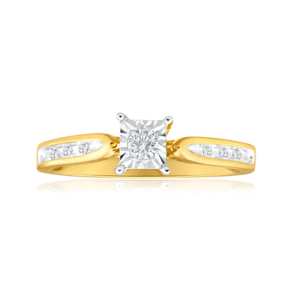 9ct Yellow Gold Ring With 0.15 Carats Of Claw Set Diamonds Shiels