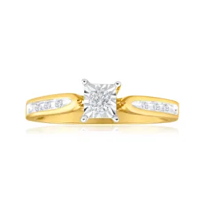 9ct Yellow Gold Ring With 0.15 Carats Of Claw Set Diamonds Shiels