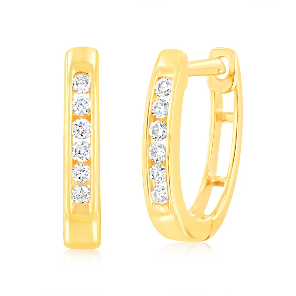 9ct Yellow Gold Splendid Diamond Hoop Earrings Shiels