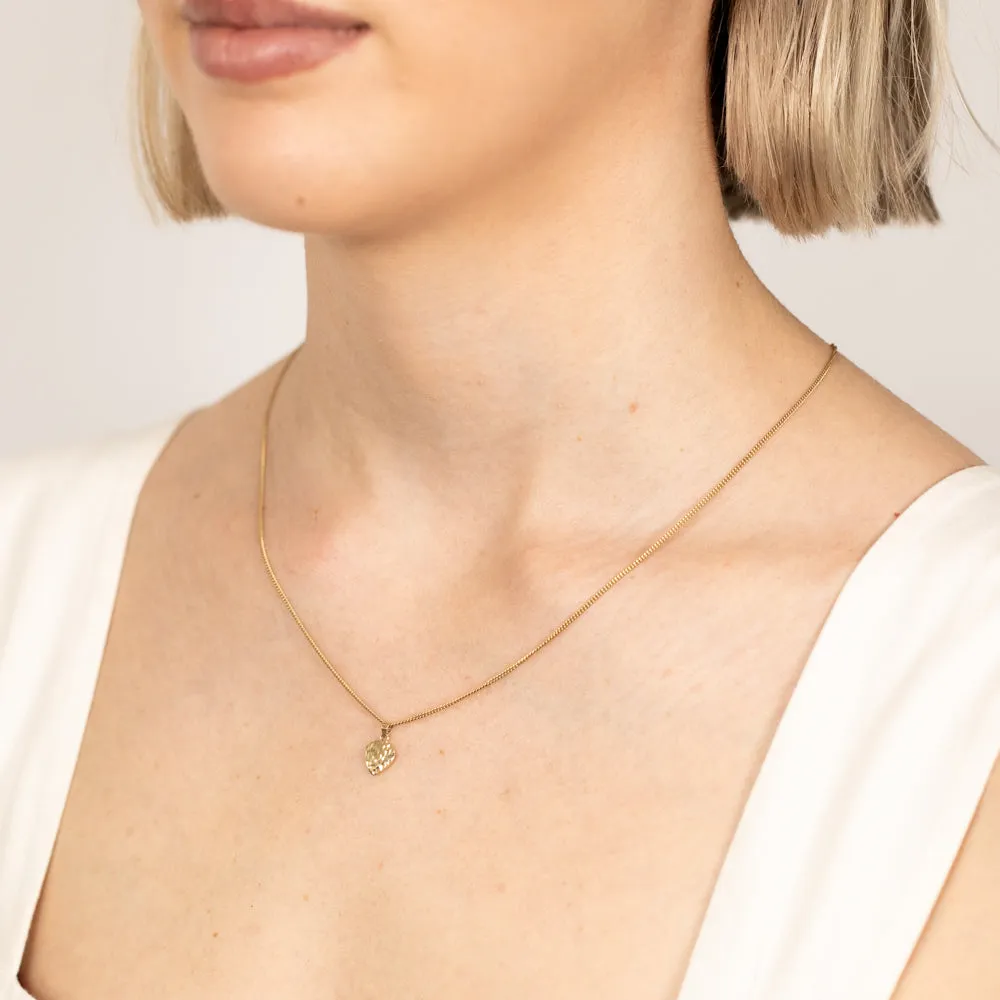 9ct Yellow Gold Textured Heart Pendant Shiels