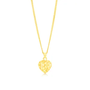 9ct Yellow Gold Textured Heart Pendant Shiels