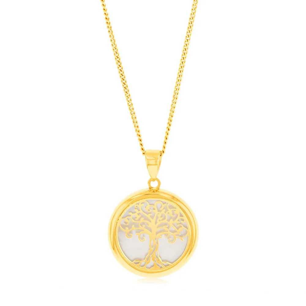 9ct Yellow Gold Tree Of Life Mother Of Pearl Pendant Shiels