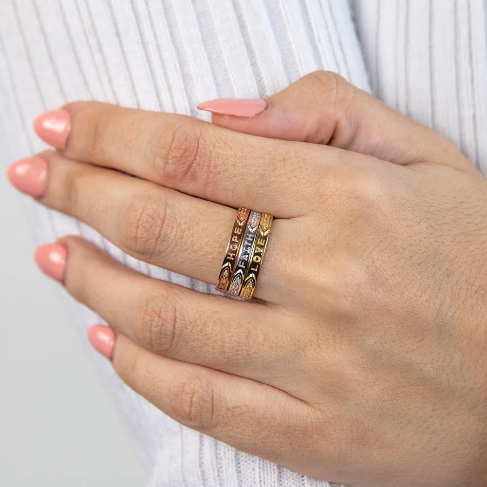 9ct Yellow Gold, White Gold & Rose Gold Diamond 3 Ring Set Shiels