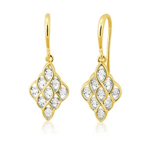9ct Yellow Gold with 18 Splendid Diamond Earrings Shiels
