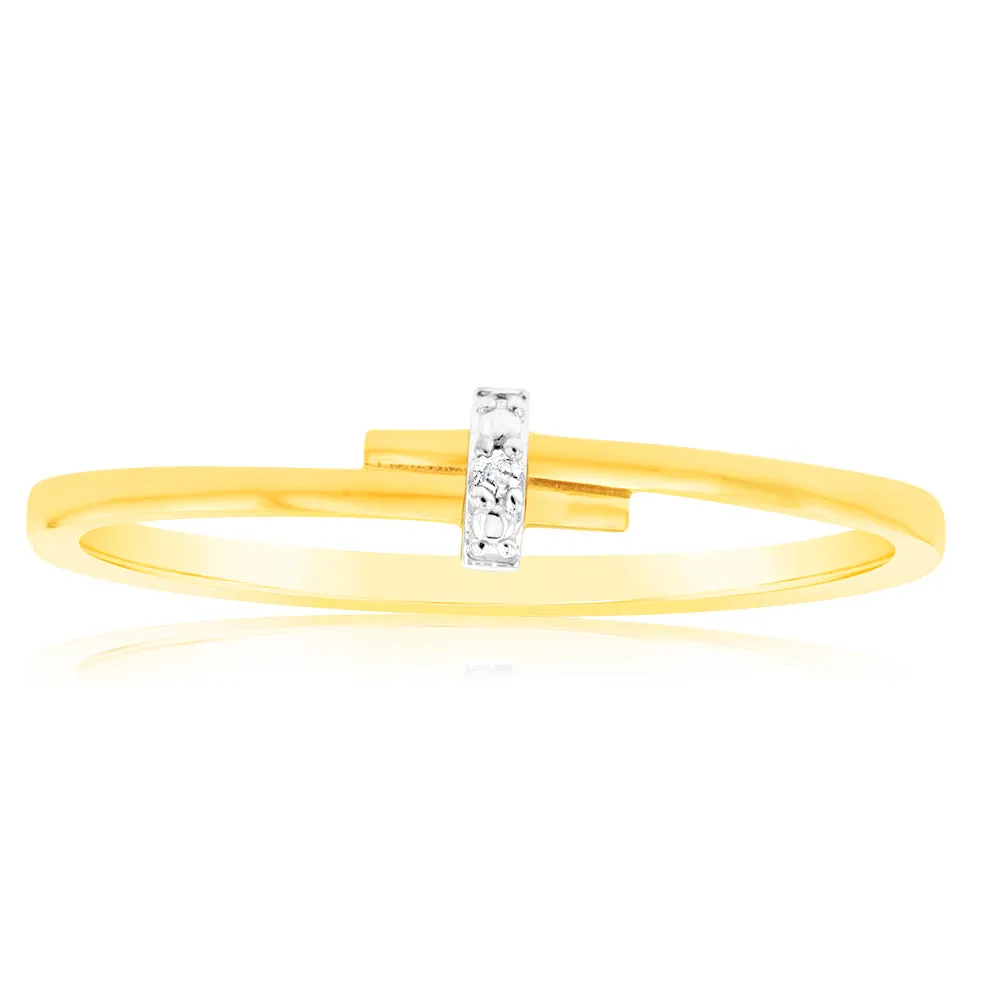 9ct Yellow Gold With 2 Brilliant Cut Diamond Ring Shiels