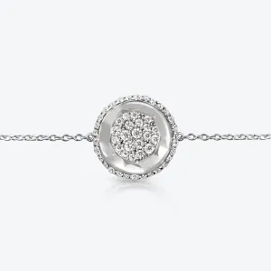 A. Sun Halo 18K White Gold Bracelet w. Full Lab-Grown Diamond Pavé
