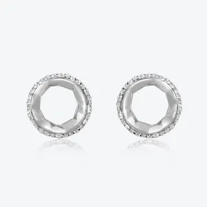 A. Sun Halo Aura 18K White Gold Studs w. Lab-Grown Diamond Pavé