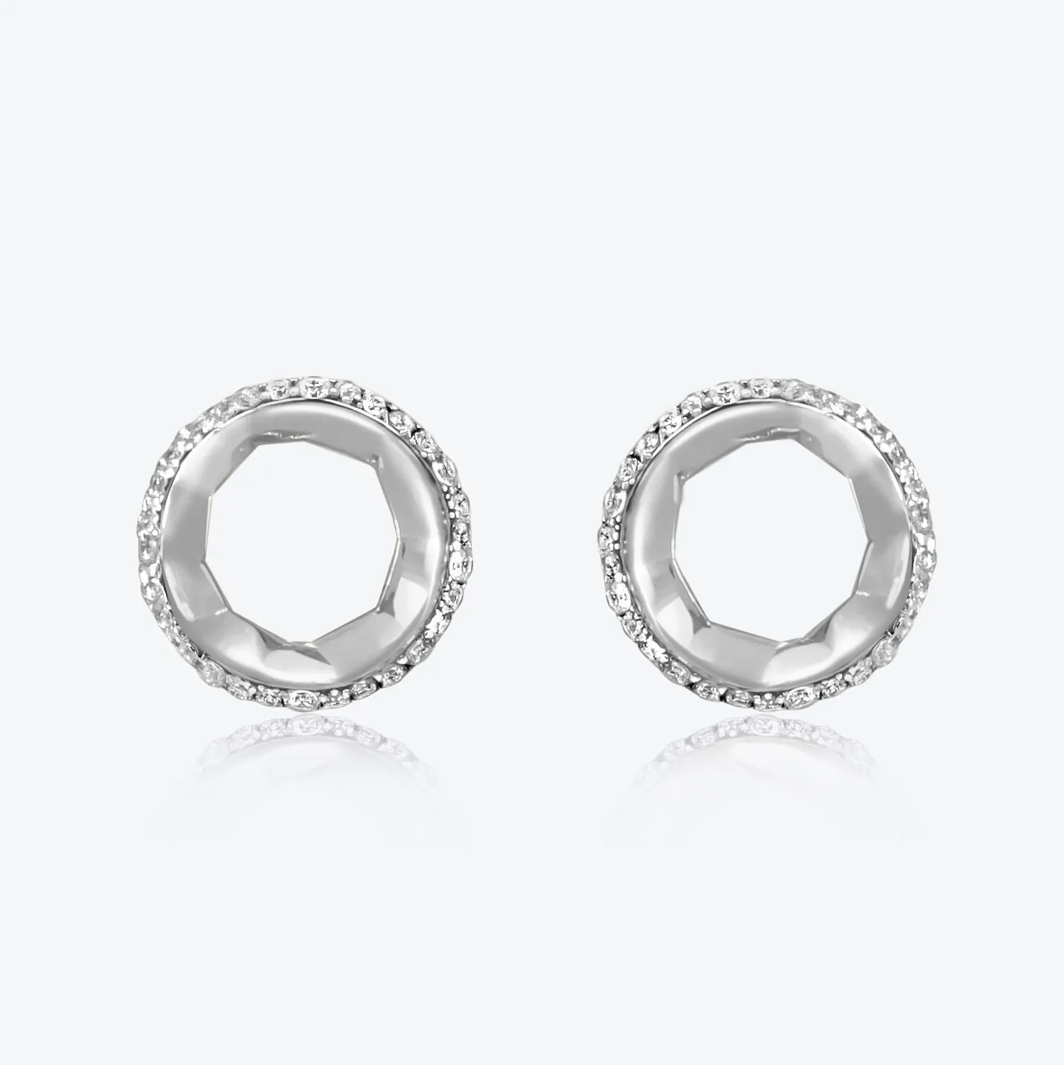A. Sun Halo Aura 18K White Gold Studs w. Lab-Grown Diamond Pavé
