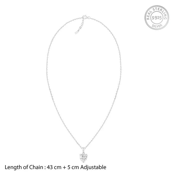 Anushka Sharma Silver Solitaire Heart  Pendant with Link Chain Giva