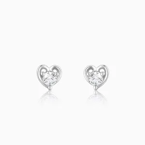 Anushka Sharma Silver Zircon Small Heart Studs Giva