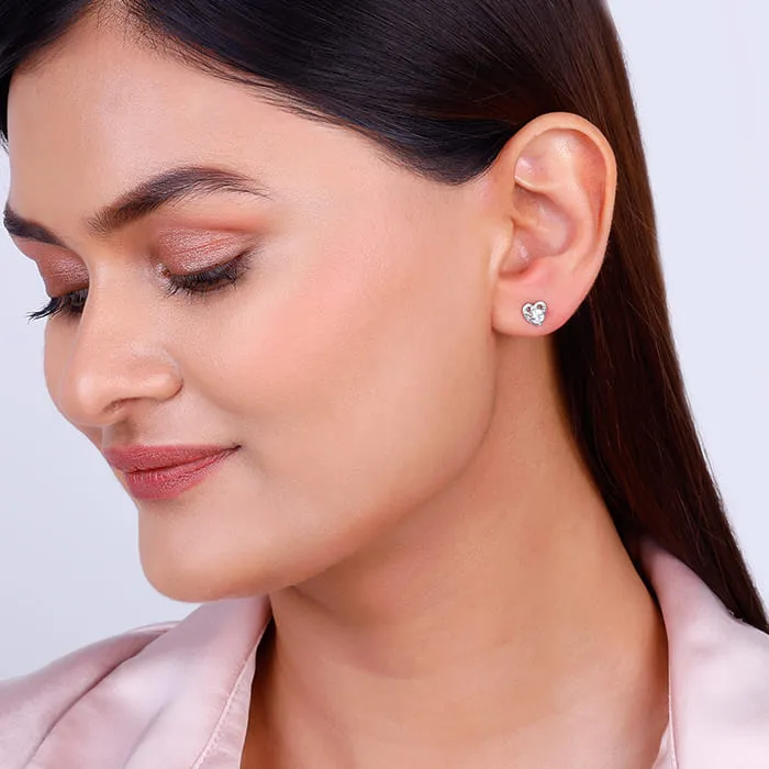 Anushka Sharma Silver Zircon Small Heart Studs Giva
