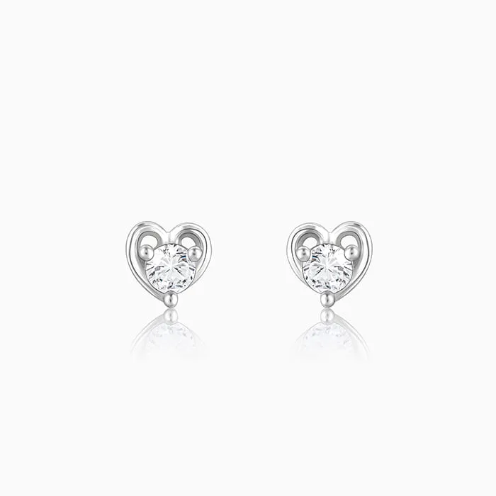 Anushka Sharma Silver Zircon Small Heart Studs Giva