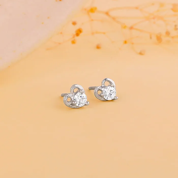 Anushka Sharma Silver Zircon Small Heart Studs Giva