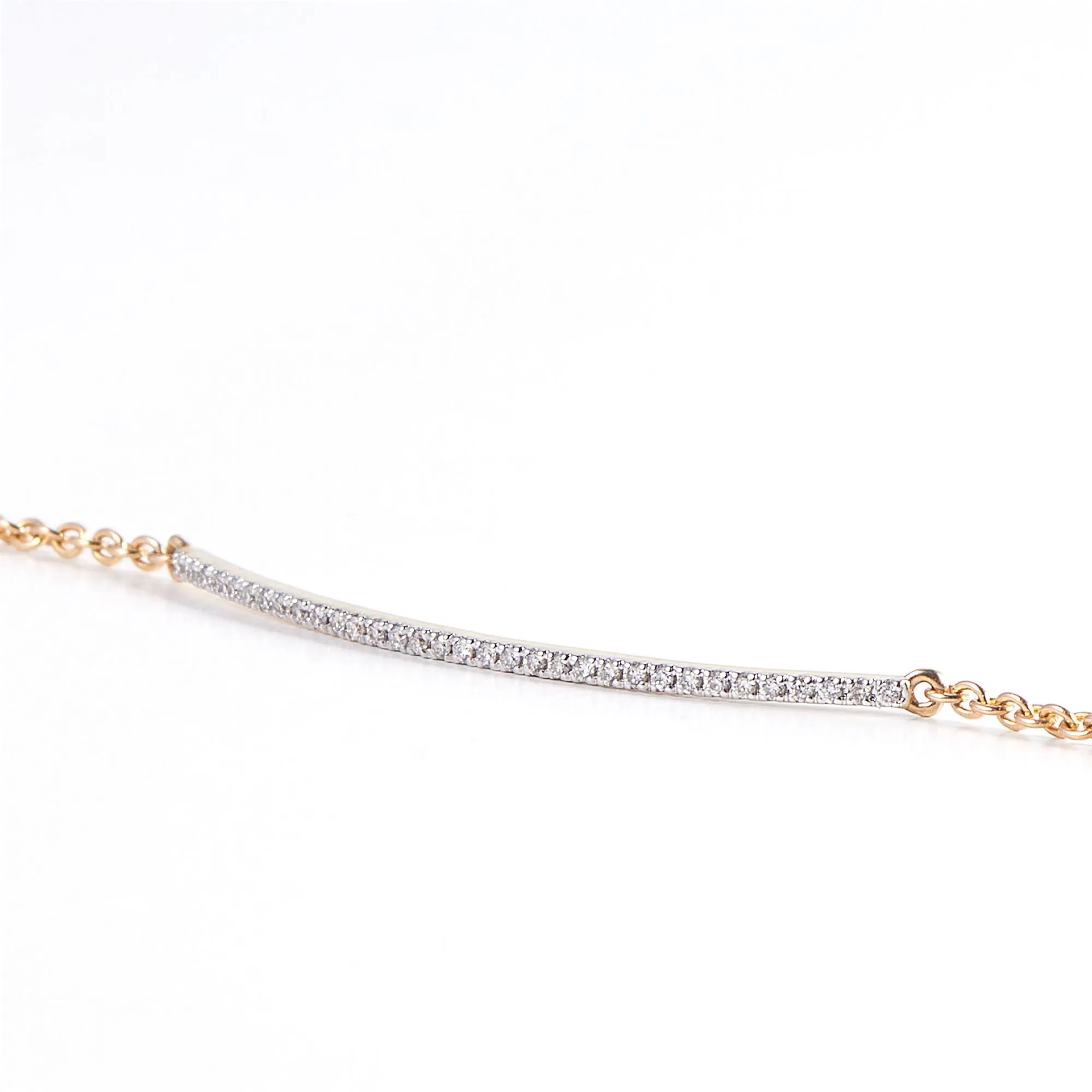 Bar 14K Gold Bracelet w. Diamonds