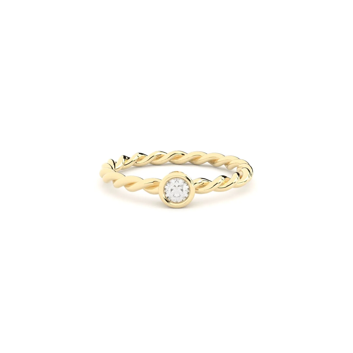 Becoming Twisted 18K Gold Ring w. Lab-Grown Diamond