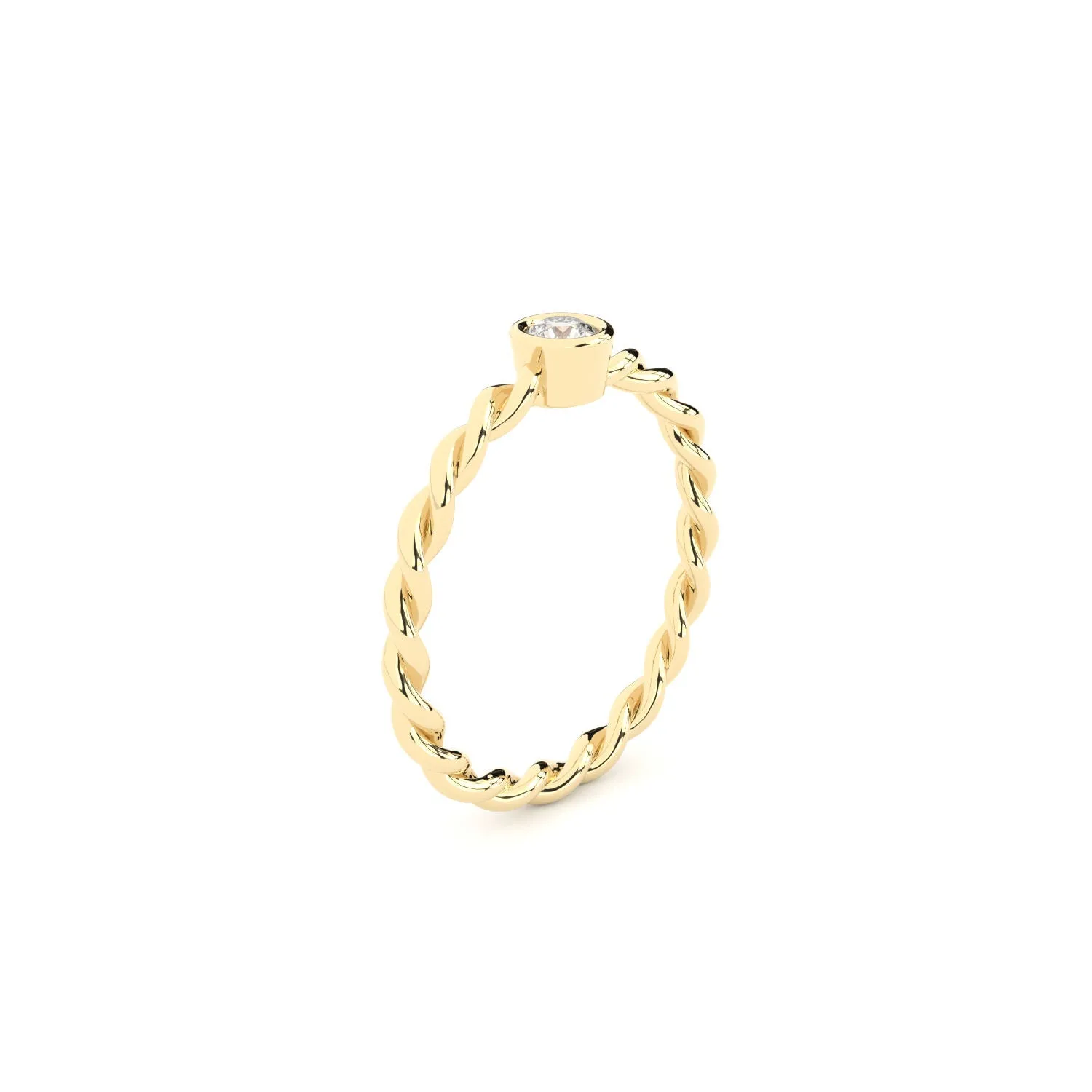Becoming Twisted 18K Gold Ring w. Lab-Grown Diamond