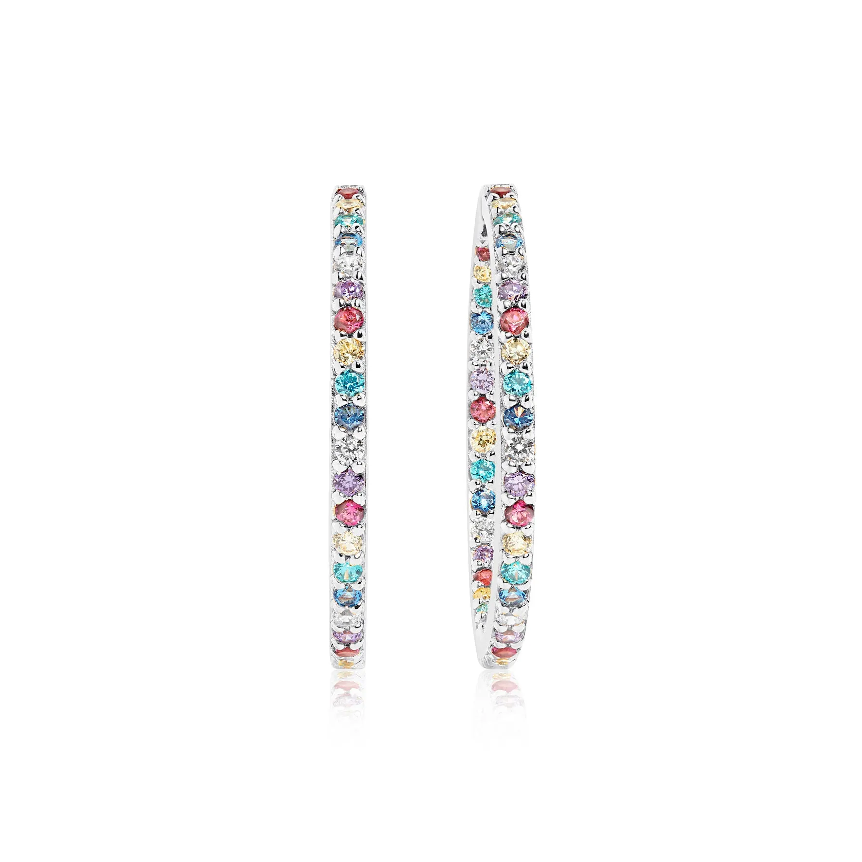 Bovalino Silver Earrings w. Blue, White, Yellow, Purple & Pink Zirconias