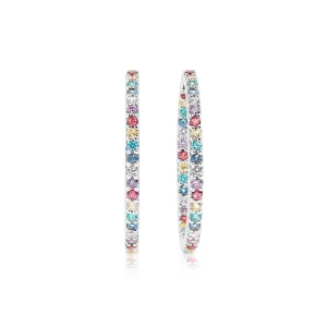 Bovalino Silver Earrings w. Blue, White, Yellow, Purple & Pink Zirconias
