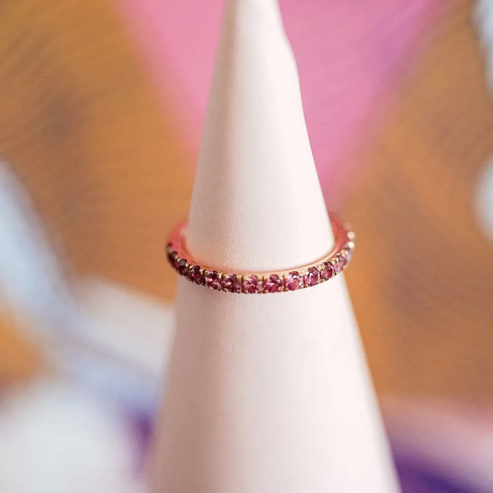 Candy Eternity Rose 18K Rosegold Ring w. Sapphires