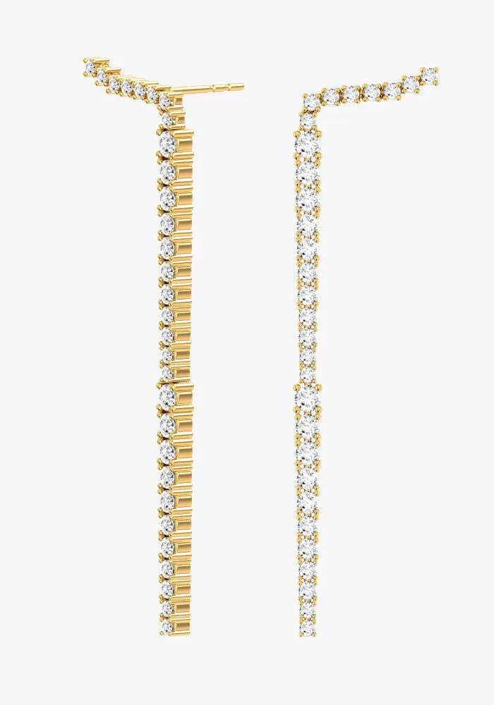 Cascade Degrade 18K Gold Earrings w. Lab-Grown Diamonds