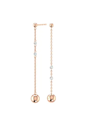 Chain Cascade Nude 18K Rosegold Earrings w. Lab-Grown Diamonds