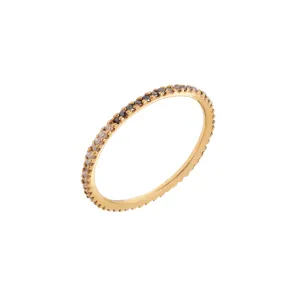 Claire Eternity 18K Gold Ring w. Black & White Diamonds