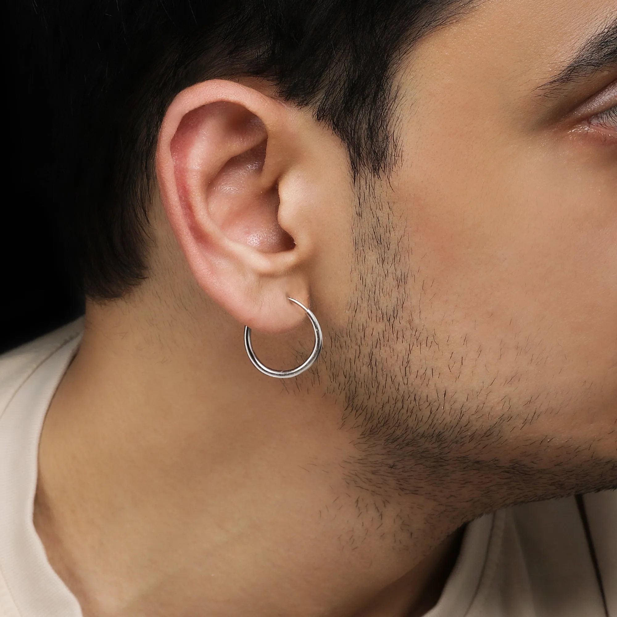Classic Silver Hoop Earrings For Him Giva