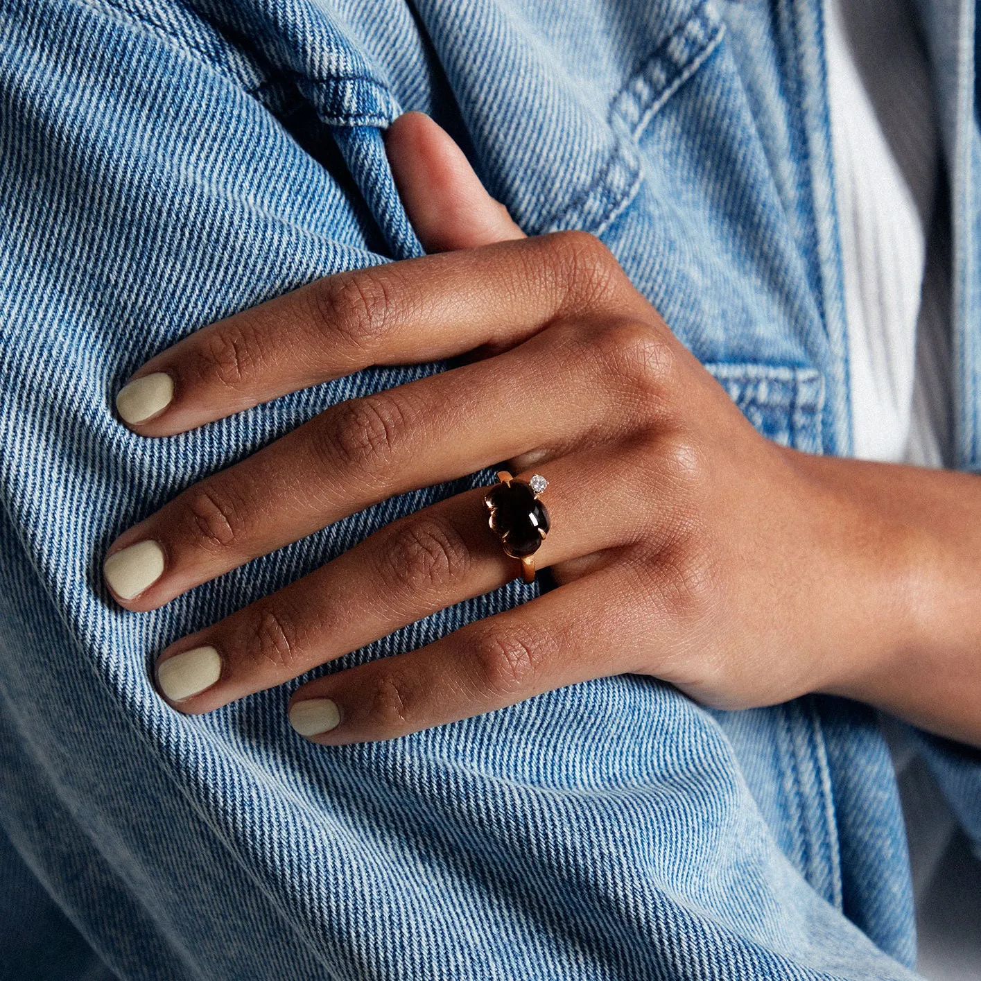 Cloud 18K Rosegold Ring w. Smokey Quartz & Diamond