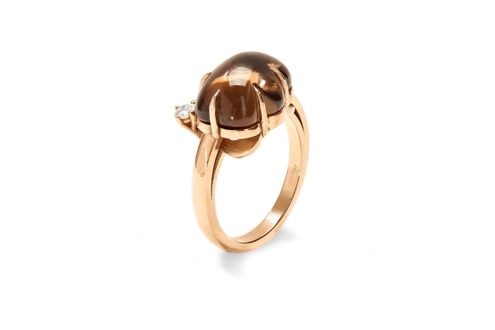 Cloud 18K Rosegold Ring w. Smokey Quartz & Diamond