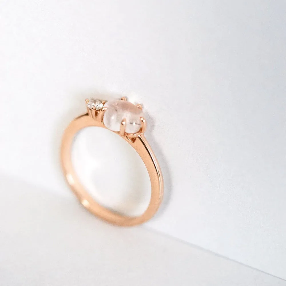 Cloud Midi 18K Rosegold Ring w. Diamond & Quartz