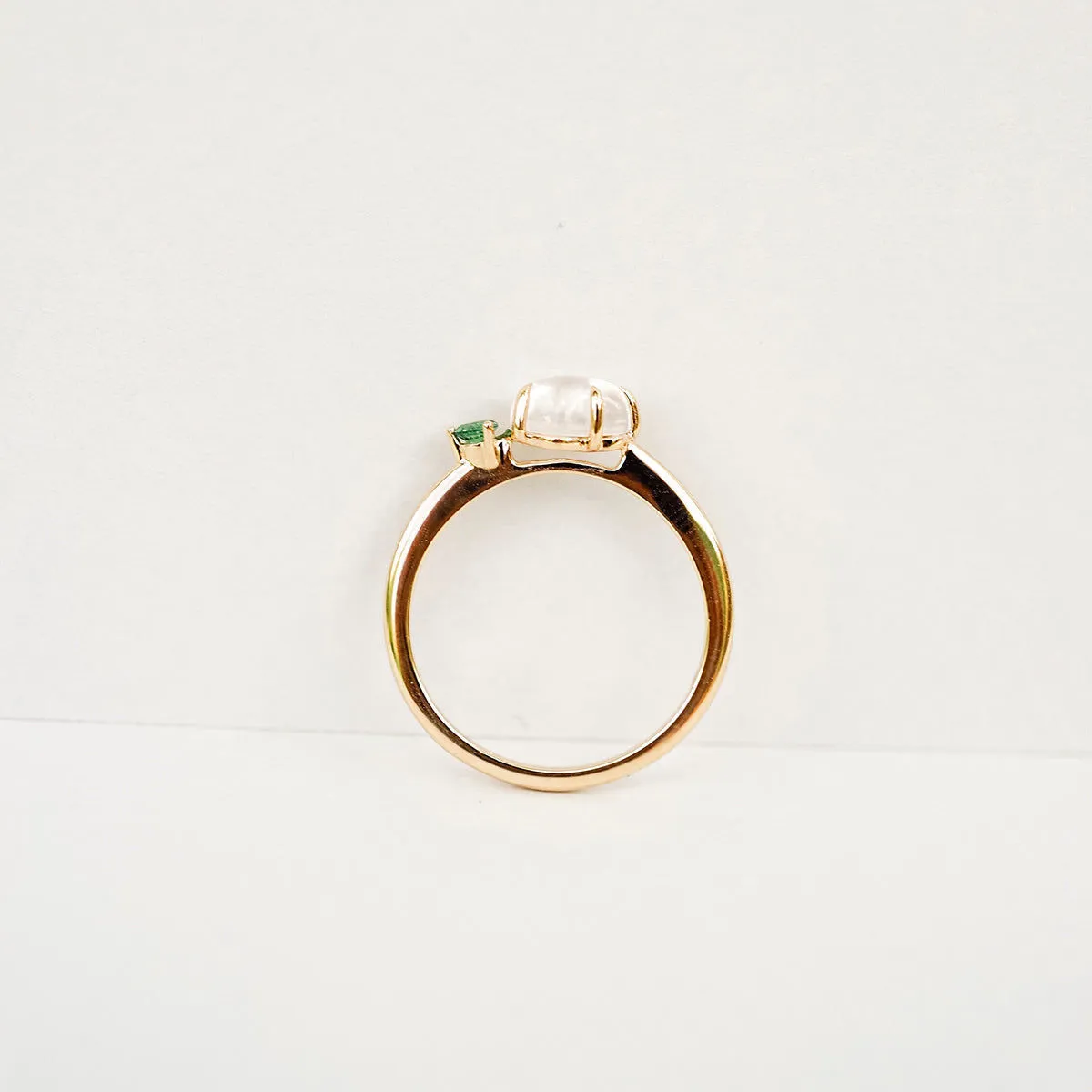 Cloud Midi 18K Rosegold Ring w. Diamond & Quartz