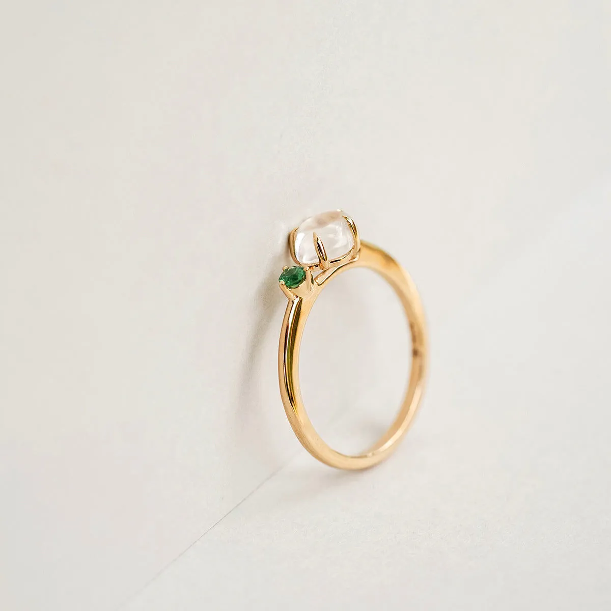 Cloud Midi 18K Rosegold Ring w. Diamond & Quartz