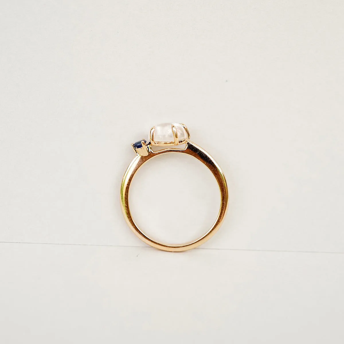 Cloud Midi 18K Rosegold Ring w. Diamond & Quartz