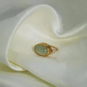Cocktail 18K & 22K Gold Ring w. Prasolit & Diamond