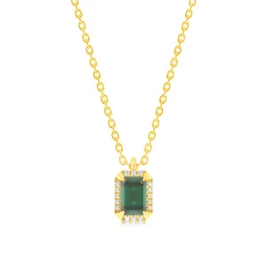 Created Emerald and Diamond Pendant in 9ct Yellow Gold Shiels