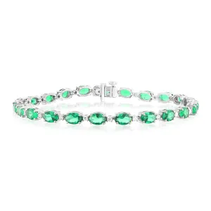 Created Emerald Bracelet with 1/2 Carat Luminesce Lab Grown Diamonds in Sterling Silver Shiels