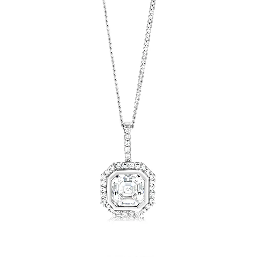 Cubic Zirconia Pendant in 9ct White Gold Shiels