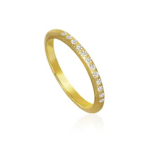 Curve 18K Gold Ring w. 12 Diamonds