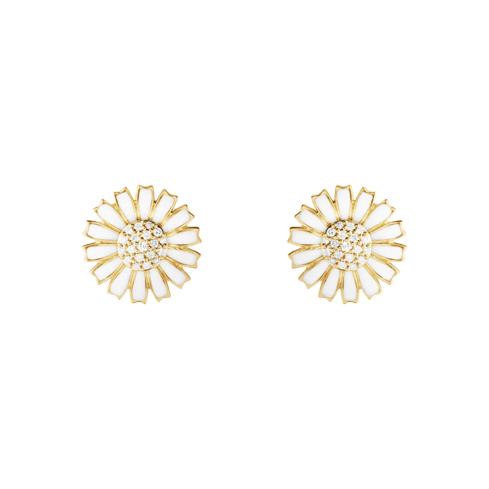 Daisy 11 mm Gold Plated Earrings w. 0.10ct Diamonds