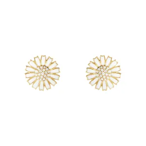 Daisy 11 mm Gold Plated Earrings w. 0.10ct Diamonds