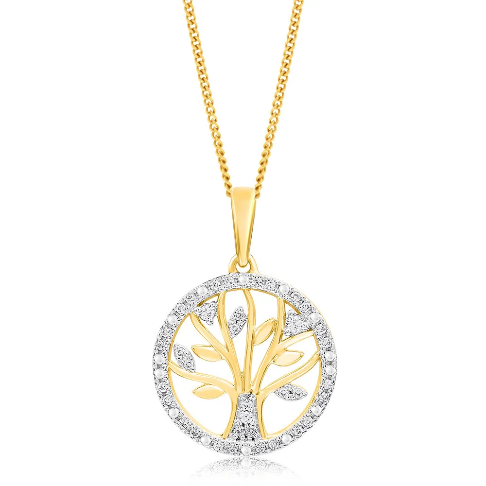 Diamond Tree of Life Pendant in 9ct Yellow Gold Shiels