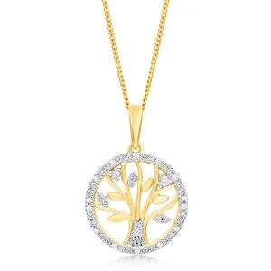 Diamond Tree of Life Pendant in 9ct Yellow Gold Shiels