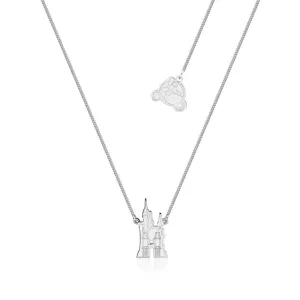 Disney Princess Cinderella Rhodium Plated Castle Pendant on 40cm Chain Shiels