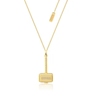 Disney Sterling Silver 14ct Gold Plated Thor Hammer Pendant On 60cm Chain Shiels