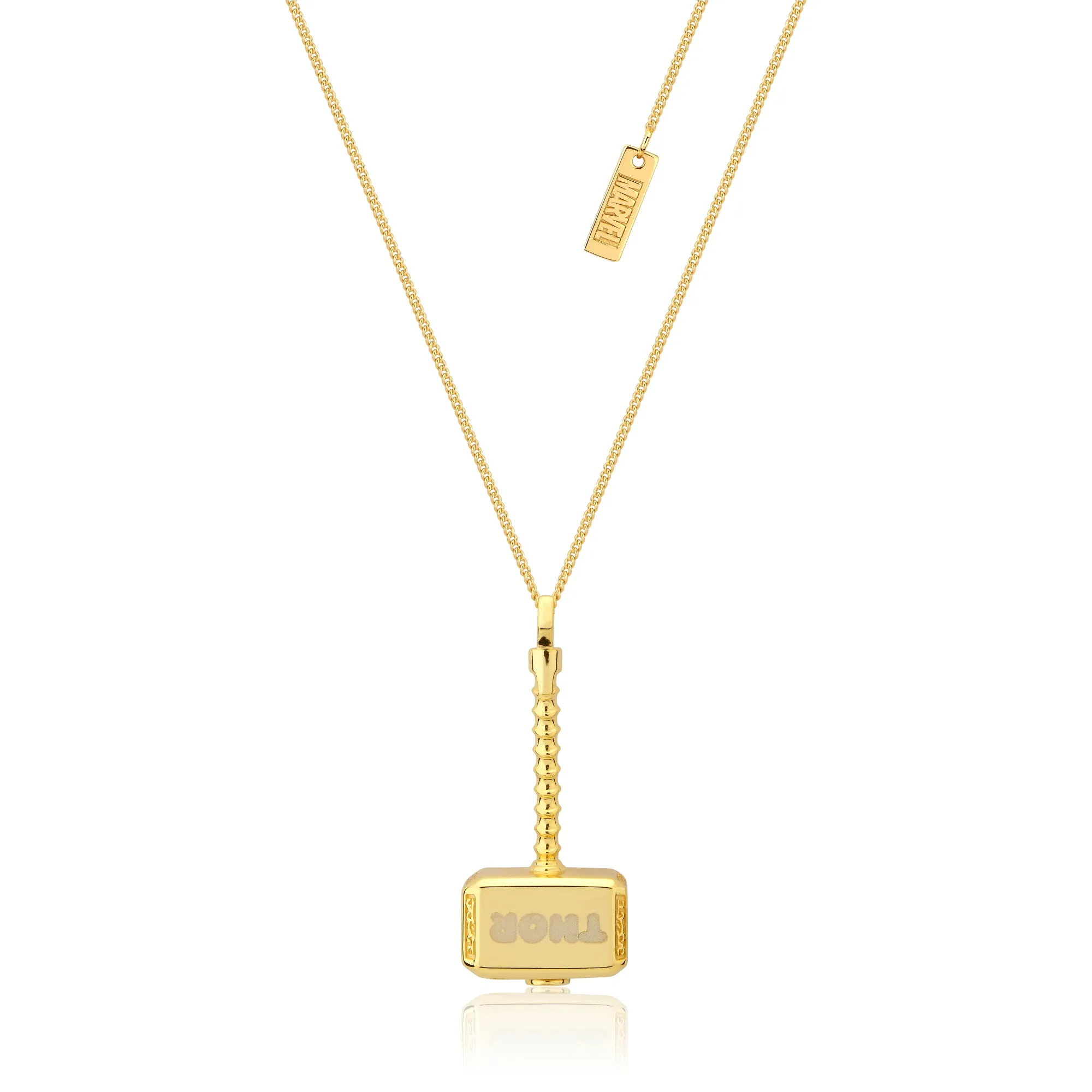 Disney Sterling Silver 14ct Gold Plated Thor Hammer Pendant On 60cm Chain Shiels