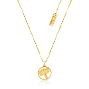 Disney Sterling Silver 14ct Gold Plated Thor Mjolnir Pendant On 45cm Chain Shiels
